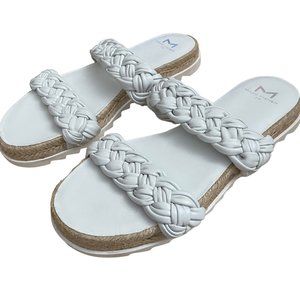 Marc Fisher Jaimee Leather Braided Espadrille Flat Slip On Sandal Size 6.5M